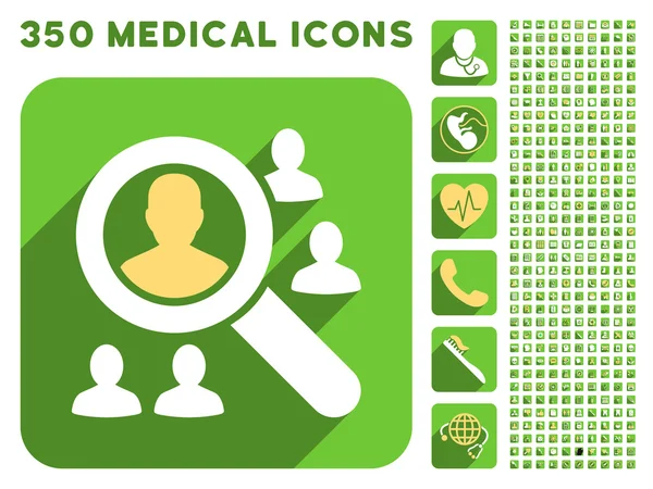 Esplorare icona di pazienti e medici Longshadow Icon Set — Foto Stock