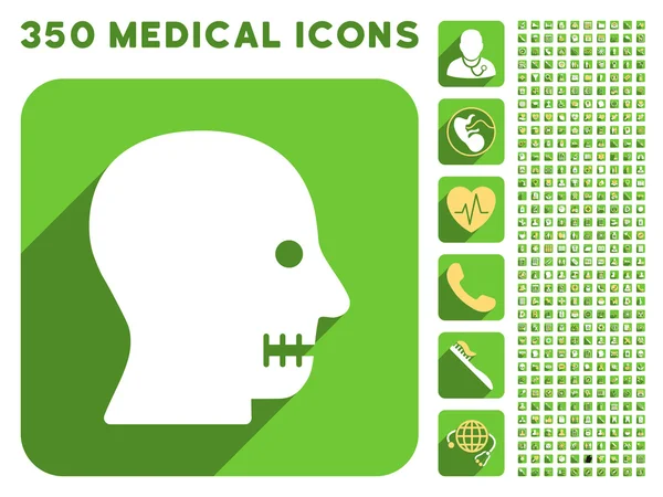 Sewn Mouth Icon and Medical Longshadow Icon Set — Stock Photo, Image
