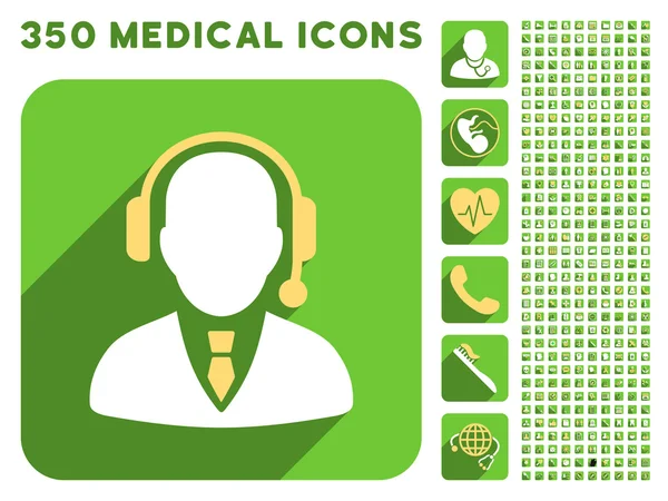 Icona dell'operatore e Medical Longshadow Icon Set — Foto Stock