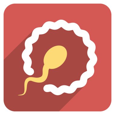 Uzun gölge ile yumurta döllenme düz yuvarlak kare simgesi