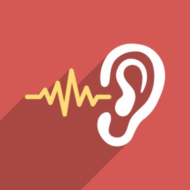 Dinle sinyali düz Longshadow kare simgesi