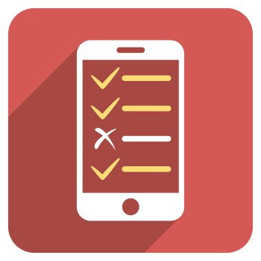 Mobile Test Flat Rounded Square Icon with Long Shadow