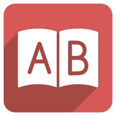 Açık el kitabı düz yuvarlak kare simgesi uzun gölge ile