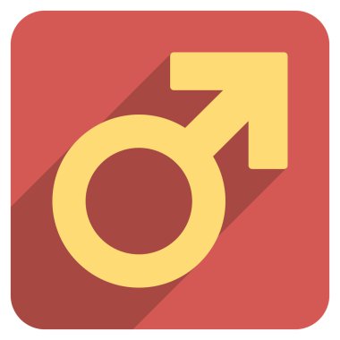 Male Symbol Flat Rounded Square Icon with Long Shadow