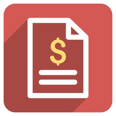 Uzun gölge ile kare simgesi fatura sayfa düz yuvarlak