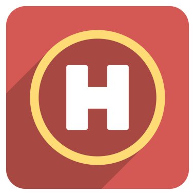 Düz yuvarlak daire kare simgesi uzun gölge ile açılış helikopter