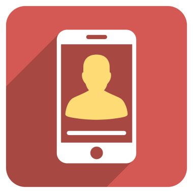 Kare simgesi uzun gölge ile mobil iletişim düz yuvarlak