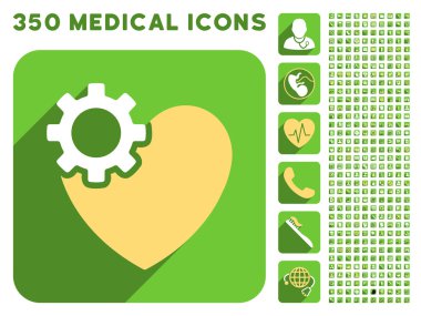 Kalp ameliyatı simgesi ve tıbbi Longshadow Icon Set