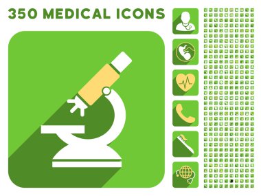 Labs mikroskop simgesi ve tıbbi Longshadow Icon Set