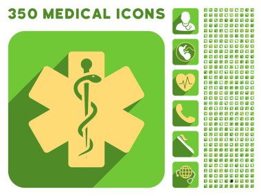 Hayat yıldız simgesi ve tıbbi Longshadow Icon Set