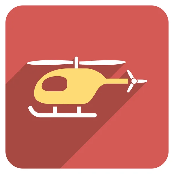 Helicóptero plano redondeado cuadrado icono con sombra larga — Vector de stock