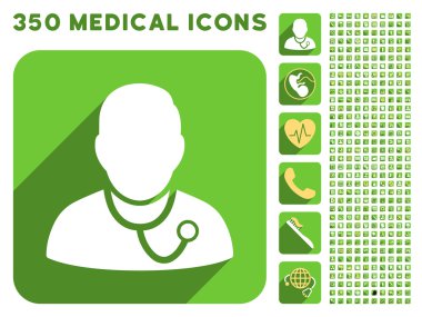 Doktor simgesi ve tıbbi Longshadow Icon Set