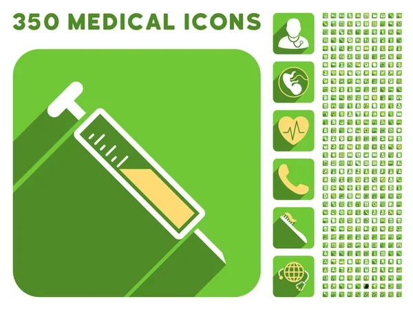 Icona di iniezione e Medical Longshadow Icon Set — Foto Stock