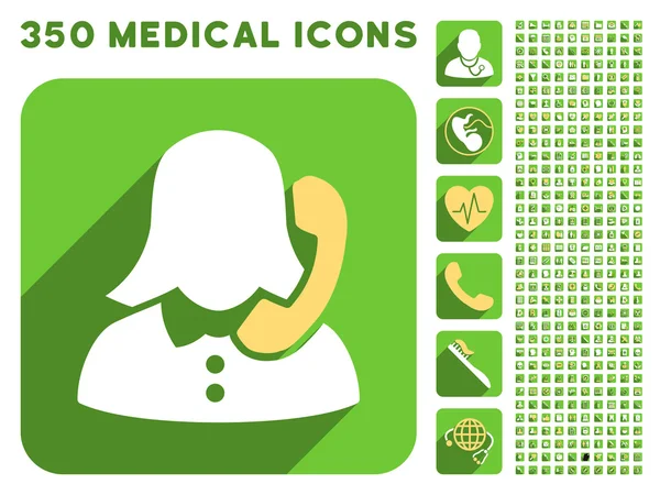 Phone Operator Icon and Medical Longshadow Icon Set — Stock Photo, Image