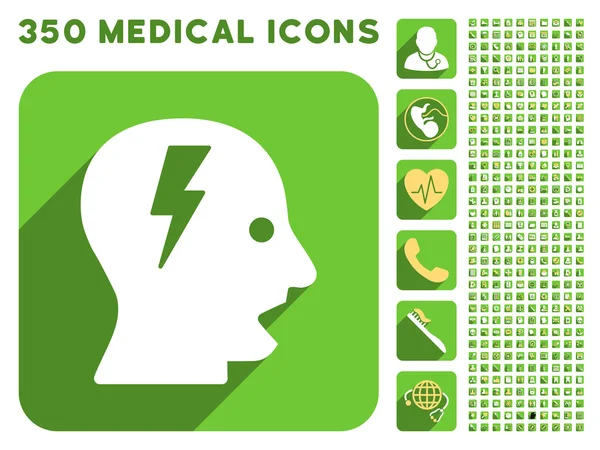 Insieme medico dell'icona di Longshadow e gridare Head Icon — Foto Stock