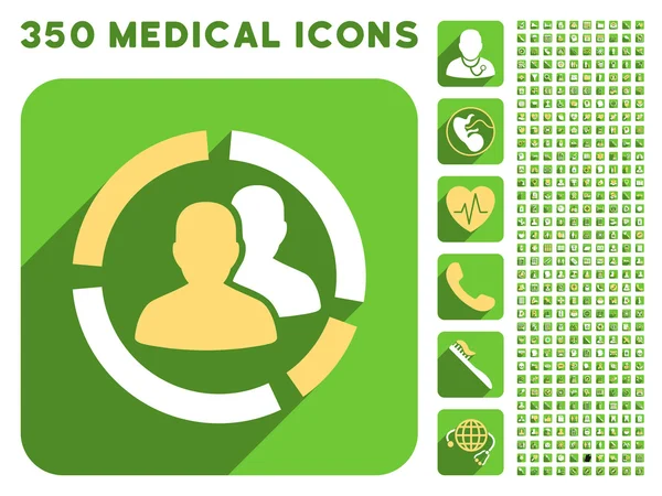 Icona di diagramma paziente e medico Longshadow Icon Set — Foto Stock