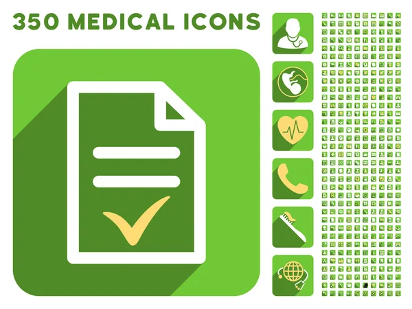 Icona di documento valido e Medical Longshadow Icon Set — Foto Stock