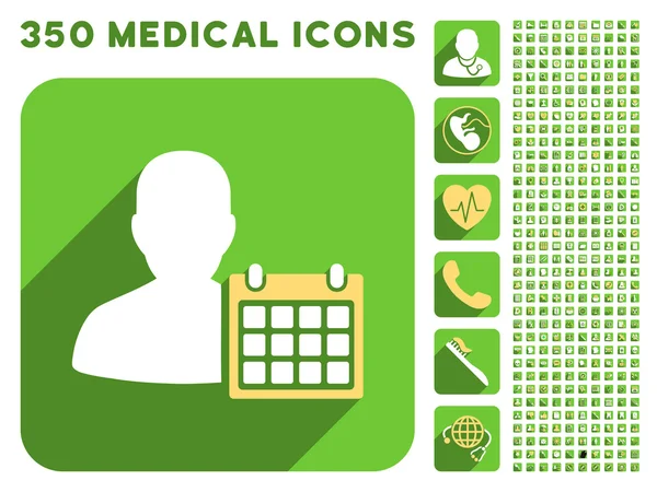 Icona del calendario paziente e medico Longshadow Icon Set — Foto Stock