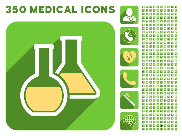 Icona di boccette di vetro e Medical Longshadow Icon Set — Foto Stock