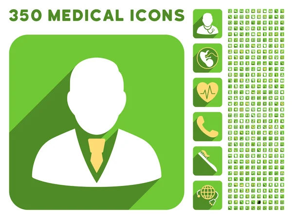 Icona di Manager e Medical Longshadow Icon Set — Foto Stock
