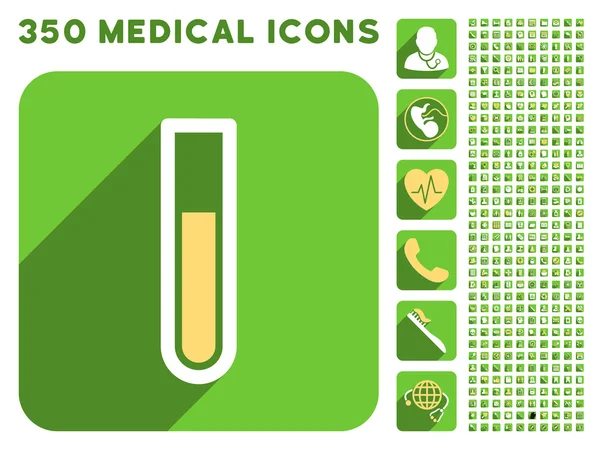 Icona di provetta e Medical Longshadow Icon Set — Foto Stock