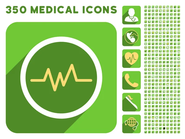 Icona di controllo di impulso e Medical Longshadow Icon Set — Foto Stock