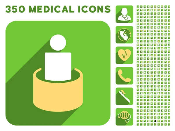 Icona di isolamento del paziente e medico Longshadow Icon Set — Foto Stock