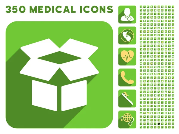 Casella Apri icona e Medical Longshadow Icon Set — Foto Stock