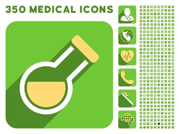 Retort Icon y conjunto de iconos de sombra larga médica —  Fotos de Stock