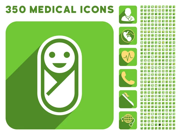 Icona infantile e medico Longshadow Icon Set — Foto Stock