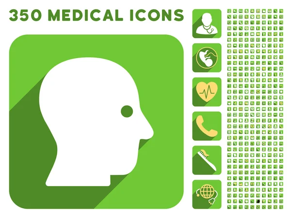 Icona di testa silenzioso e Medical Longshadow Icon Set — Foto Stock