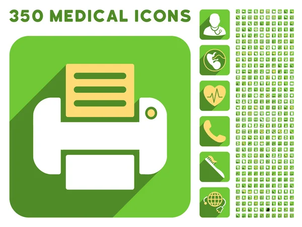 Icona di stampa e Medical Longshadow Icon Set — Foto Stock