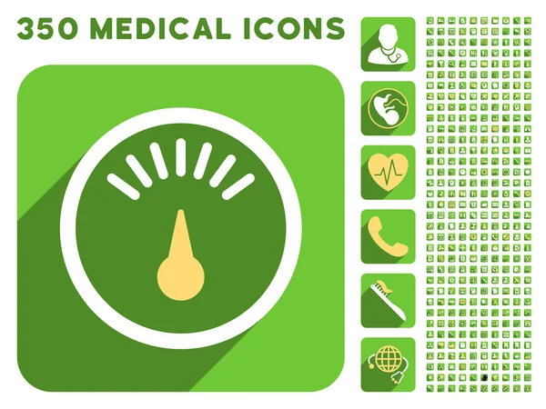 Meter pictogram en medische Longshadow Icon Set — Stockfoto