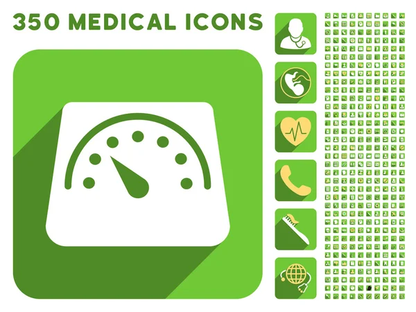 Icona del misuratore di peso piano e Medical Longshadow Icon Set — Foto Stock