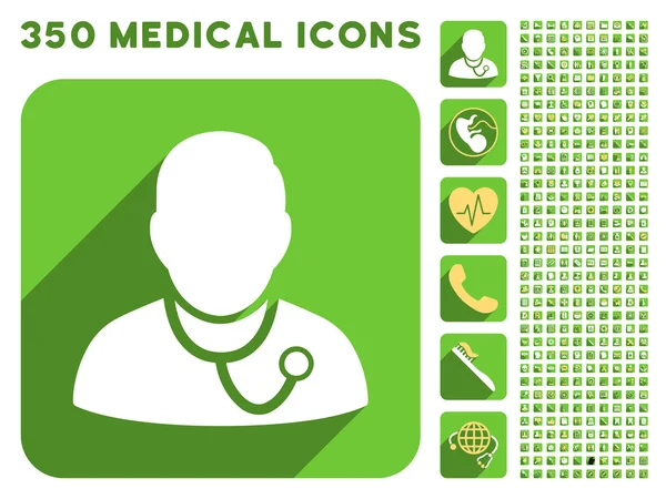 Icono médico y conjunto de iconos de sombra larga médica —  Fotos de Stock