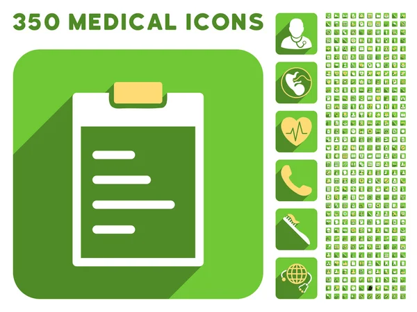 Icona di testo Pad e Medical Longshadow Icon Set — Foto Stock