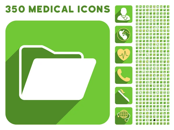 Aprire la cartella icona e Medical Longshadow Icon Set — Foto Stock