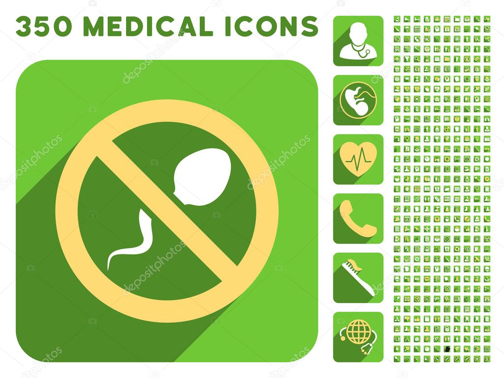 Spermicide Icon and Medical Longshadow Icon Set