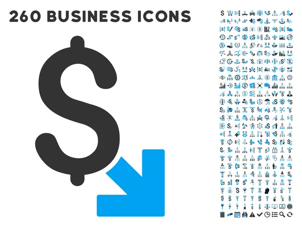 Dollar Decrease Icon with Flat Vector Set