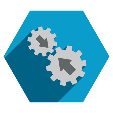 Uzun gölge ile Gears entegrasyonu düz altıgen simgesi