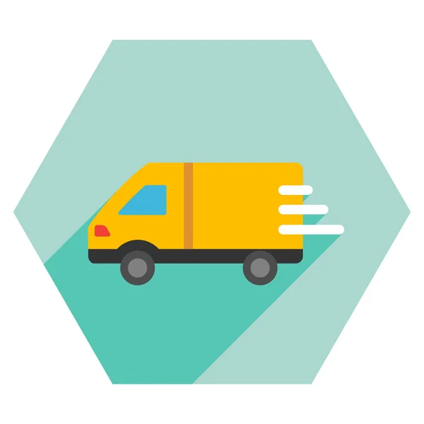 Delivery Van Flat Hexagon Icon with Long Shadow — Stock Photo, Image