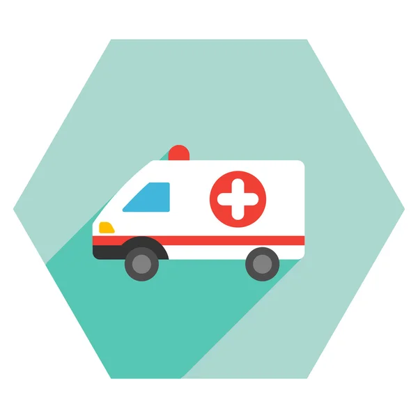 Икона автомобиля скорой помощи с шестиугольником с длинной тенью — стоковое фото