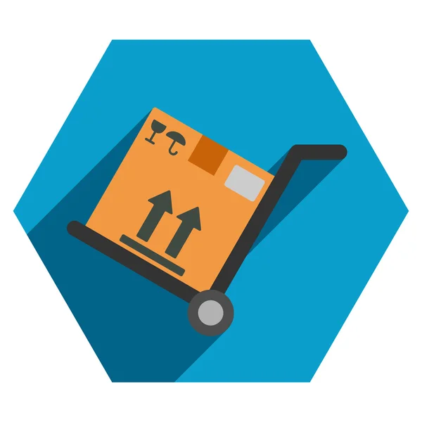 Warehouse Trolley Flat Hexagon Icon with Long Shadow — Stock Photo, Image