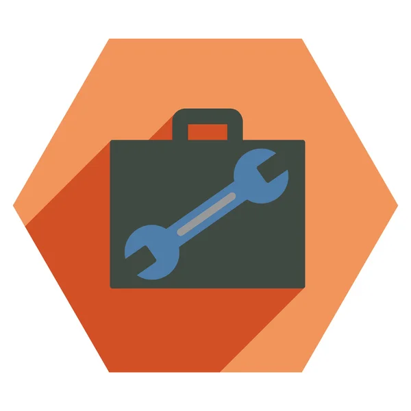 Tools Case Flat Hexagon Icon with Long Shadow — Stock Photo, Image