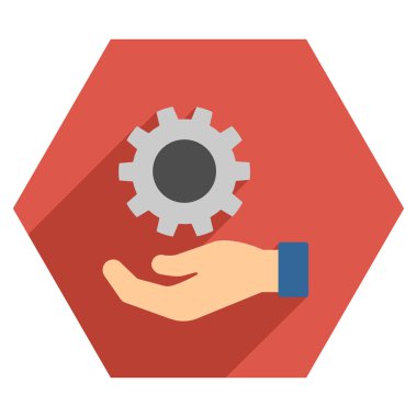 Uzun gölge ile mühendislik hizmet düz altıgen simgesi