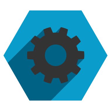 Uzun gölge ile vites düz altıgen simgesi