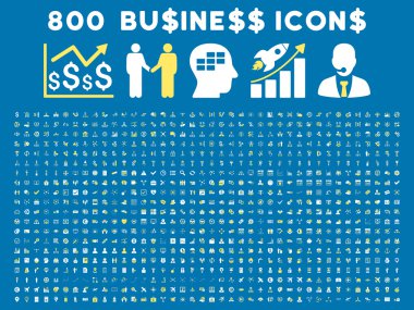 800 düz glif iş ikonları/simgeleri
