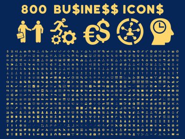 800 düz glif iş ikonları/simgeleri
