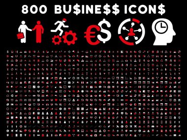 800 düz glif iş ikonları/simgeleri