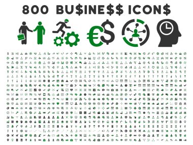 800 düz glif iş ikonları/simgeleri
